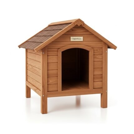 Trinyza Raised Wooden Dog House | All-Weather Outdoor Pet Shelter with Floor
